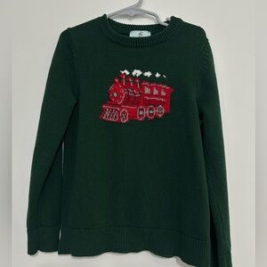 Boys Size 6/7 Holiday Green Sweater w/ Train Class Club